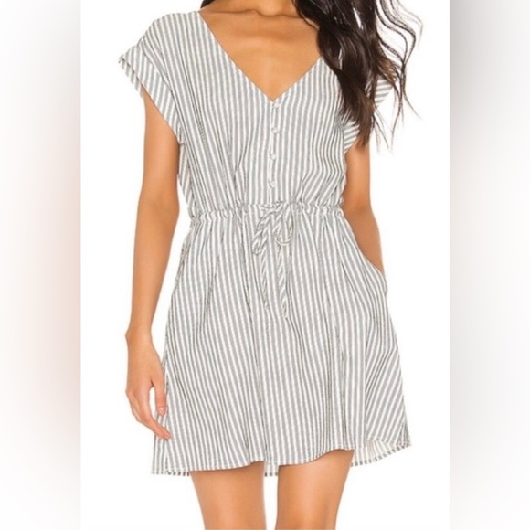 Sanctuary Dresses & Skirts - Sanctuary blue and white pinstripe drawstring waist mini dress